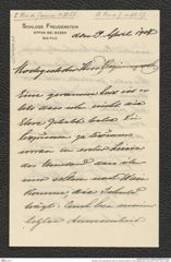 Nachlass Franz Steindachner, Brief von Heinrich Siebold an Franz Steindachner (19.04.1907), Inv.Nr. 479.01, Seite 1